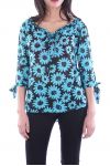 BOVEN PRINT BLOEMEN 7038 BLAUW