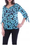 BOVEN PRINT BLOEMEN 7038 BLAUW