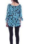 BOVEN PRINT BLOEMEN 7038 BLAUW