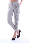 PANTALON EFFET DELAVE FLEURS 7032 GRIS