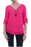 TOP CREMALLERAS PERLAS DE VUELTA CRUZA 7043 FUSHIA