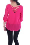 TOP RITSEN PARELS TERUG KRUISEN 7043 FUSHIA