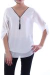 TOP ZIP PERLE INDIETRO ATTRAVERSA 7043 BIANCO