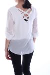 TOP ZIPS PEARLS BACK CROSSES 7043 WHITE