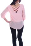 TOP RITSEN PARELS TERUG KRUISEN 7043 ROZE