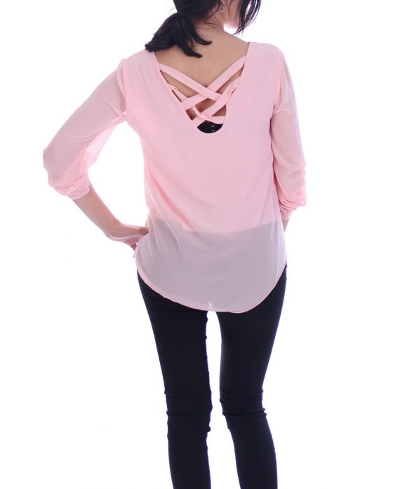 TOP ZIP PERLE INDIETRO ATTRAVERSA 7043 ROSA