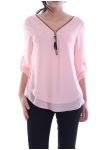 TOP ZIP PERLE INDIETRO ATTRAVERSA 7043 ROSA