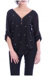 TOP ZIPS PEARLS BACK CROSSES 7043 BLACK