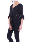 TOP ZIP PERLE INDIETRO ATTRAVERSA 7043 NERO