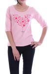 T-SHIRT CŒUR 7046 ROSE