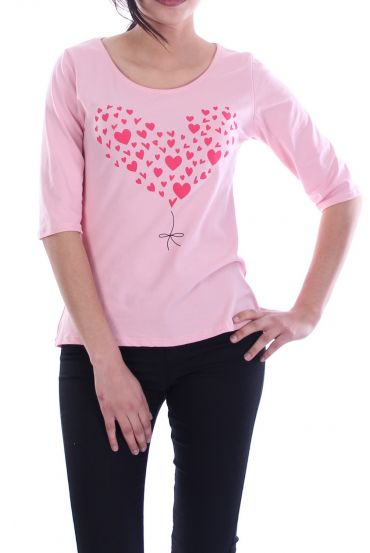 T-SHIRT CORAZÓN 7046 ROSA