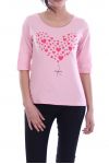 T-SHIRT CŒUR 7046 ROSE