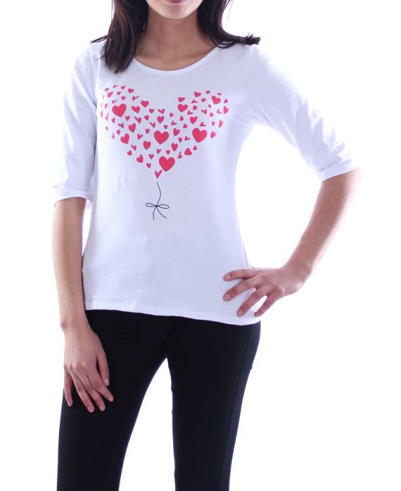 T-SHIRT CORAZÓN 7046 BLANCO