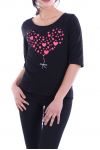 T-SHIRT CORAZÓN 7046 NEGRO