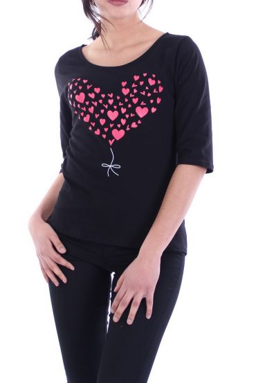 T-SHIRT CORAZÓN 7046 NEGRO