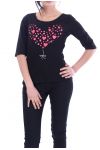 T-SHIRT CORAZÓN 7046 NEGRO