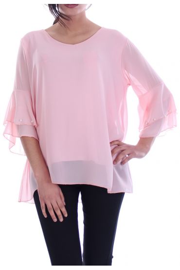 TUNIC SLEEVES BEADS 7053 PINK