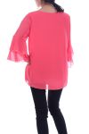 TUNIC SLEEVES BEADS 7053 CORAL