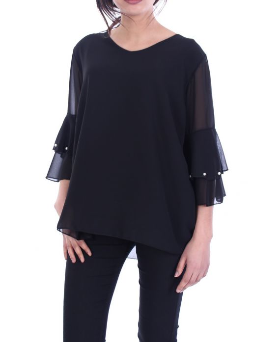 TUNIC SLEEVES BEADS 7053 BLACK