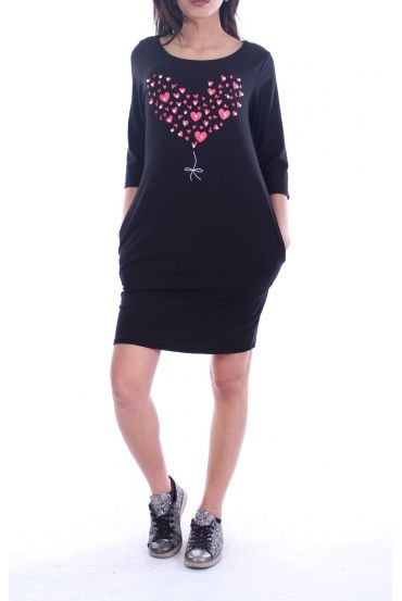 TÚNICA VESTIDO CORAZÓN DE LA PERLA 7045 NEGRO