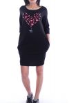 TUNIC DRESS HEART PEARL 7045 BLACK