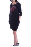 ROBE TUNIQUE CŒUR PERLES 7045 NOIR