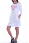 ROBE TUNIQUE CŒUR PERLES 7045 BLANC