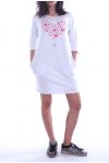 TUNIC DRESS HEART PEARL 7045 WHITE