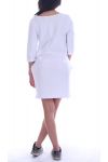 ROBE TUNIQUE CŒUR PERLES 7045 BLANC