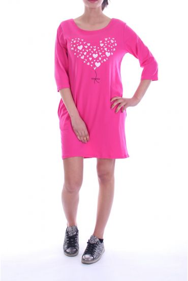 KLEID, TUNIKA, HERZEN, PERLEN 7045 FUSHIA