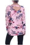 T-SHIRT IMPRIME PERLES 7054 ROSE