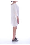 ROBE TUNUQUE MANCHES PERLES 8001 BLANC