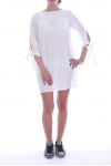 ROBE TUNUQUE MANCHES PERLES 8001 BLANC