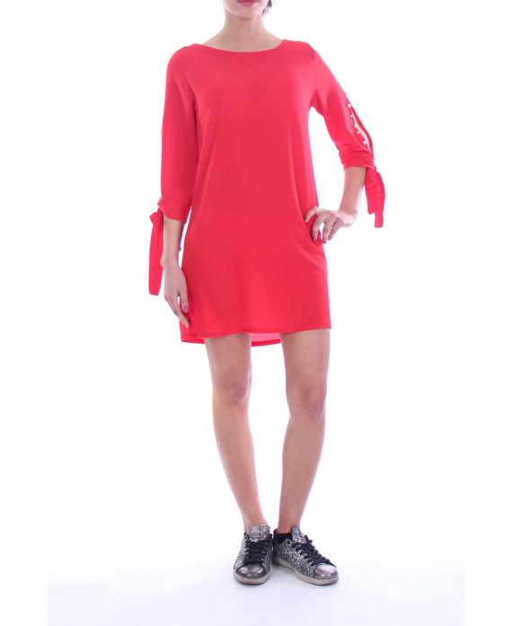 KLEID TUNUQUE ÄRMEL PERLEN 8001 ROT