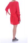 ROBE TUNUQUE MANCHES PERLES 8001 ROUGE