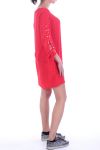 ROBE TUNUQUE MANCHES PERLES 8001 ROUGE