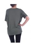 T-SHIRT MET STUDS KRALEN 7055 MILITAIRE GROEN