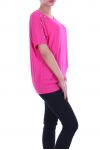 T-SHIRT CLOUTE PERLES 7055 FUSHIA