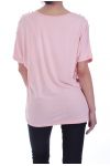 T-SHIRT CLOUTE PERLES 7055 ROSE