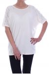 T-SHIRT CLOUTE PERLES 7055 BLANC