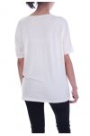 T-SHIRT CLOUTE PERLES 7055 BLANC