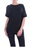 T-SHIRT CLOUTE PERLES 7055 NOIR