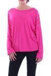 T-SHIRT DI PERLINE POSTERIORE APERTO 7056 FUSHIA