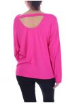 T-SHIRT BEADED OPEN BACK 7056 FUSHIA