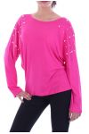 T-SHIRT BEADED OPEN BACK 7056 FUSHIA