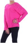 T-SHIRT BEADED OPEN BACK 7056 FUSHIA