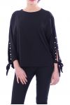 T-SHIRT MANICHE PERLINE CRAVATTA 9000 NERO