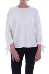 T-SHIRT MANICHE PERLINE CRAVATTA 9000 BIANCO