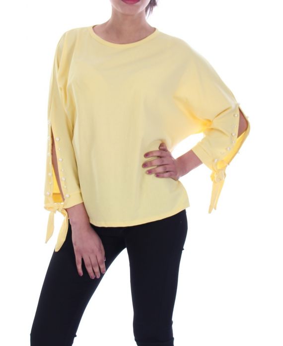 T-SHIRT MANGAS CON CUENTAS DE LAZO 9000 AMARILLO