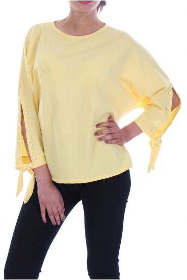 T-SHIRT MANGAS CON CUENTAS DE LAZO 9000 AMARILLO